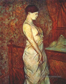 poupoule en chemise près de son lit Toulouse Lautrec Henri de Peinture à l'huile